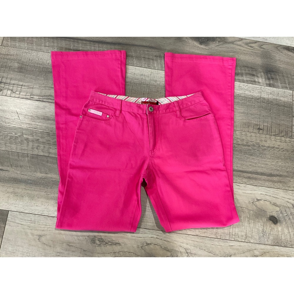 Southpole Hot Pink Flare Leg Trousers Stretch Cotton Pants Size L